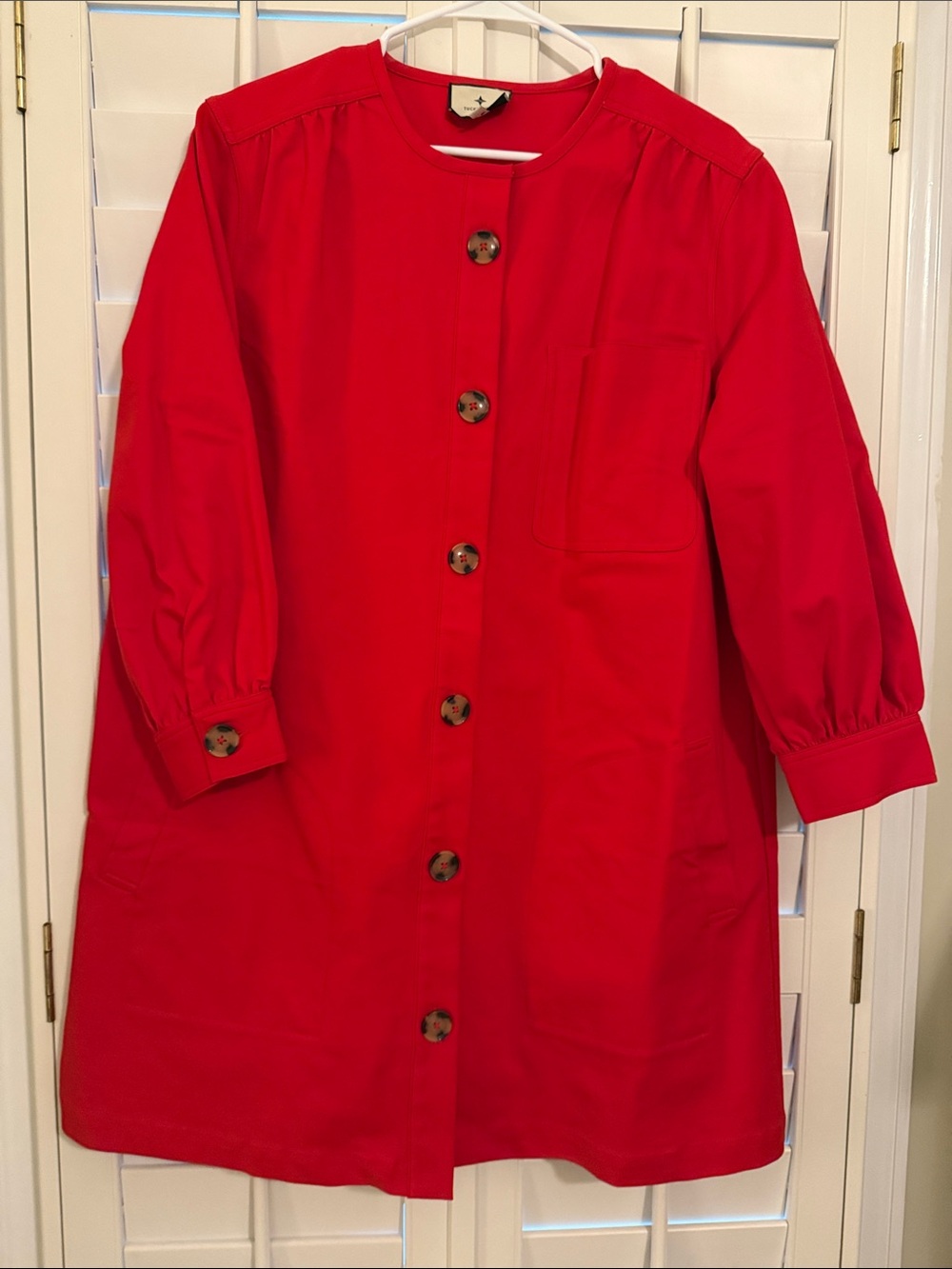 Tuckernuck Vibrant Red Dress with Tortoiseshell Buttons